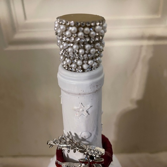 Repurposed Upscale wine Bottle Art Joy Christmas Decoration - Picture 4 of 7